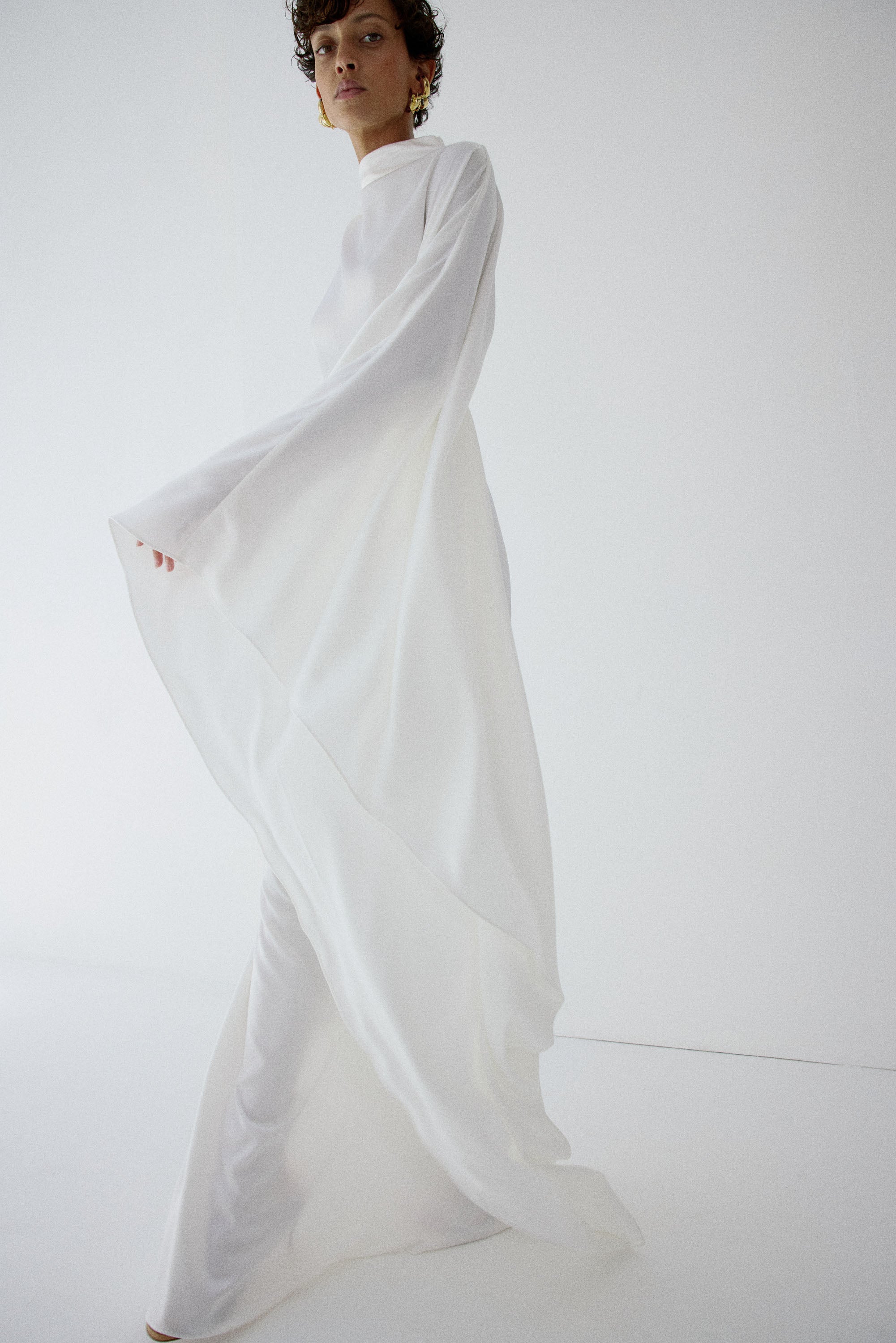 ODALUNA MAXI DRESS IN IVORY SATIN BACK CREPE