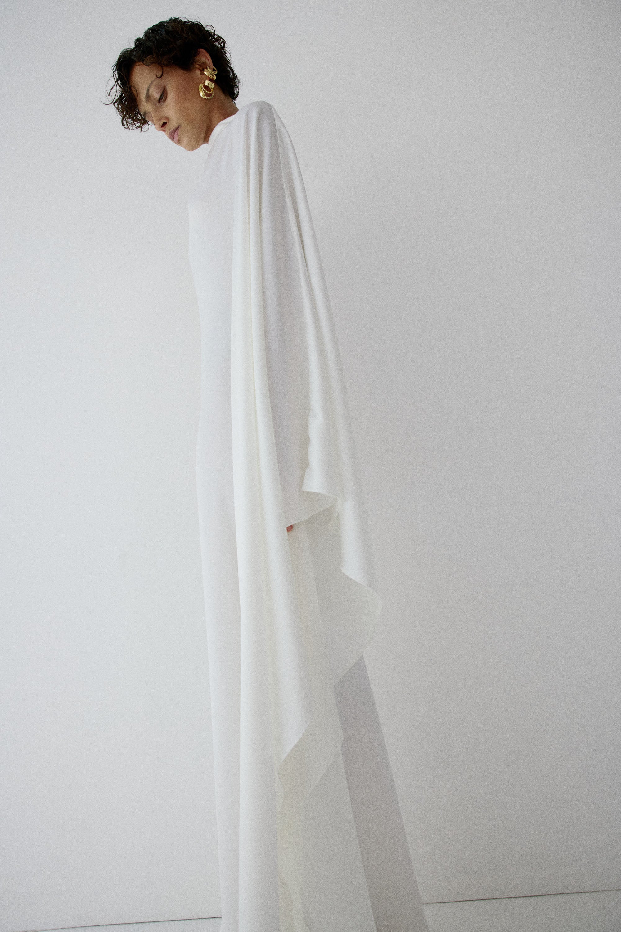 ODALUNA MAXI DRESS IN IVORY SATIN BACK CREPE