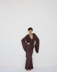 SELVA DRESS IN UMBER BROWN SPANDEX JEREY