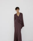 SELVA DRESS IN UMBER BROWN SPANDEX JEREY
