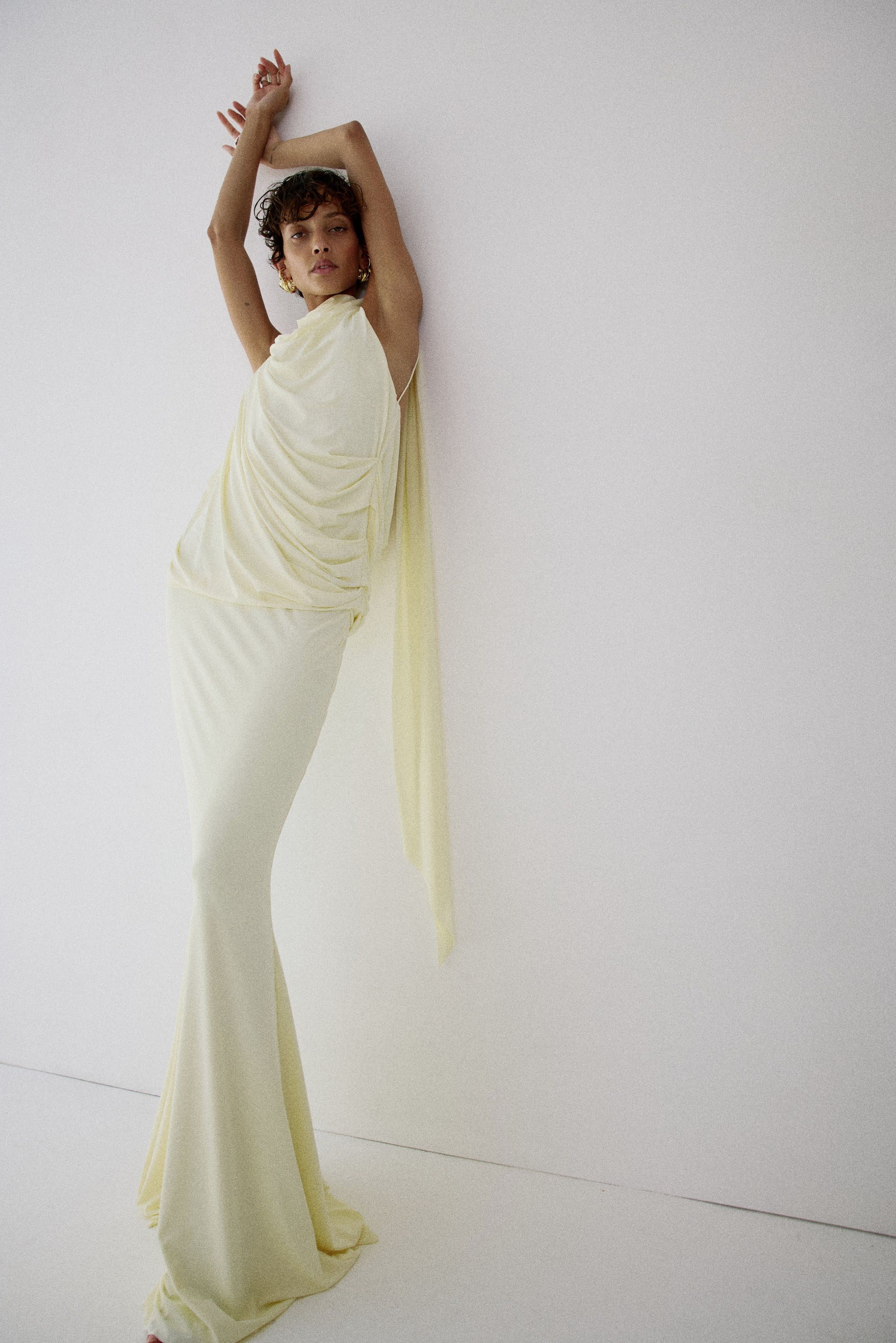 LURNA MAXI DRESS IN BRIGHT CREAM SPANDEX JEREY