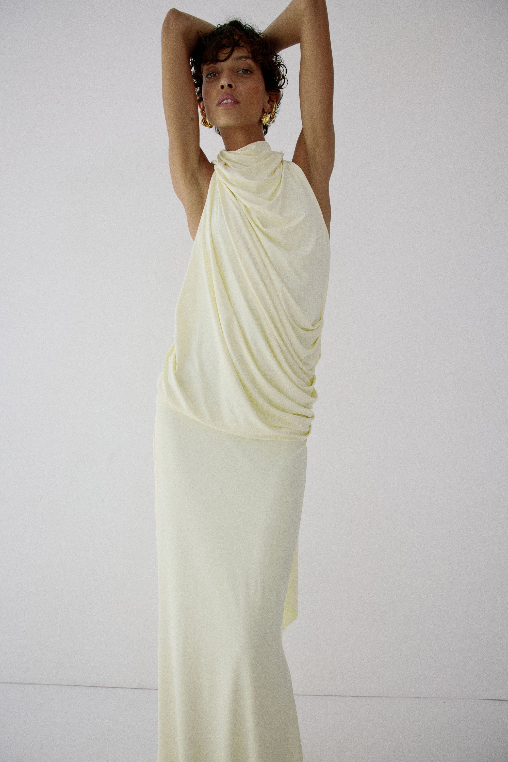 LURNA MAXI DRESS IN BRIGHT CREAM SPANDEX JEREY