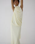 LURNA MAXI DRESS IN BRIGHT CREAM SPANDEX JEREY
