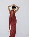 LURNA MAXI DRESS IN BURNT RED SPANDEX JEREY