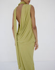 LURNA MAXI DRESS IN PEAR SPANDEX JEREY
