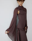 SABELA MAXI DRESS IN UMBER BROWN VISCOSE GEORGETTE