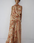 AZUL DRAPED NECKLINE DRESS IN CACHEMIRA - YELLOW CHIFFON