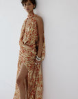 AZUL DRAPED NECKLINE DRESS IN CACHEMIRA - YELLOW CHIFFON