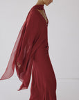 FLORENCIA MAXI DRESS IN BURNT RED VISCOSE GEORGETTE