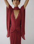 FLORENCIA MAXI DRESS IN BURNT RED VISCOSE GEORGETTE