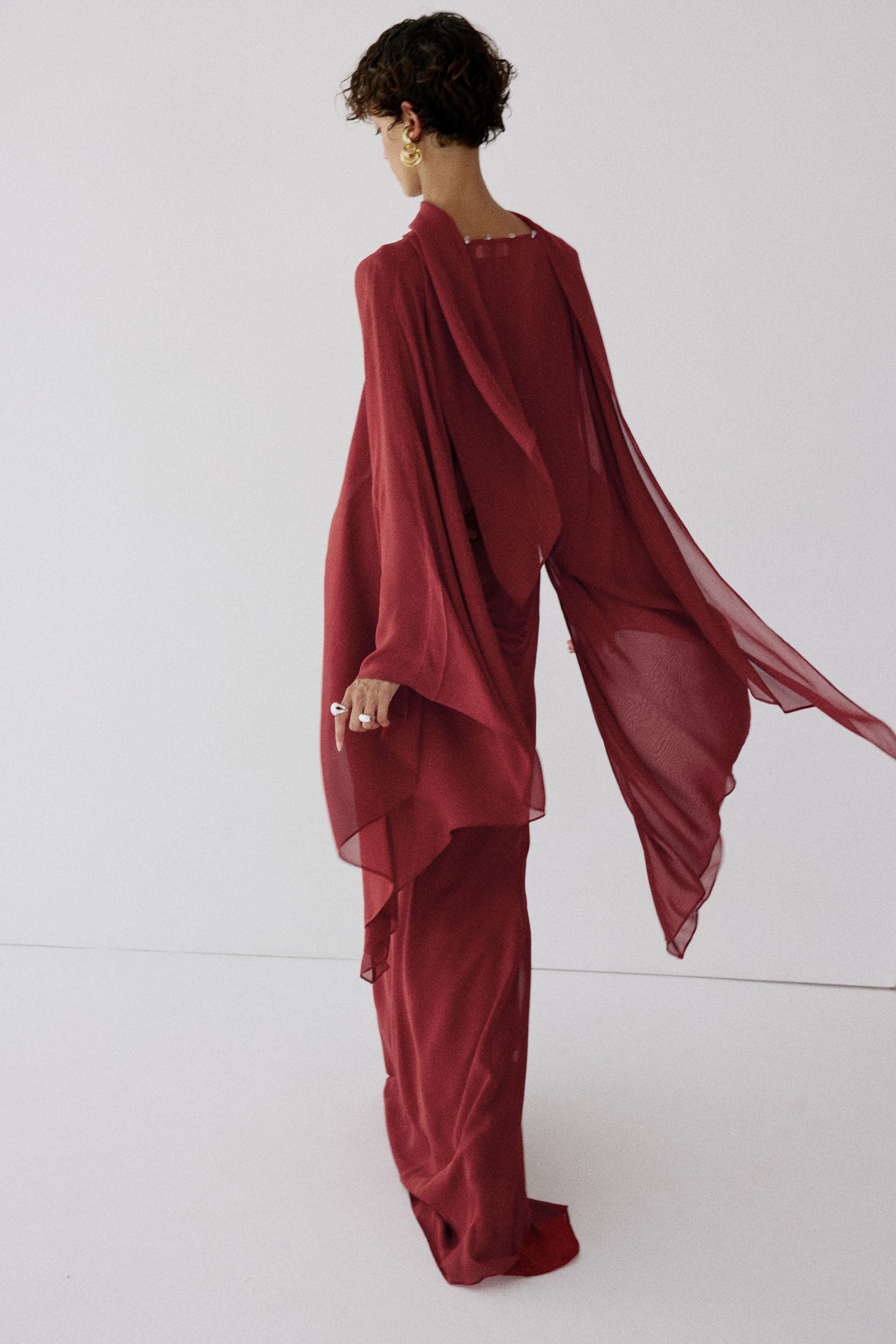 FLORENCIA MAXI DRESS IN BURNT RED VISCOSE GEORGETTE