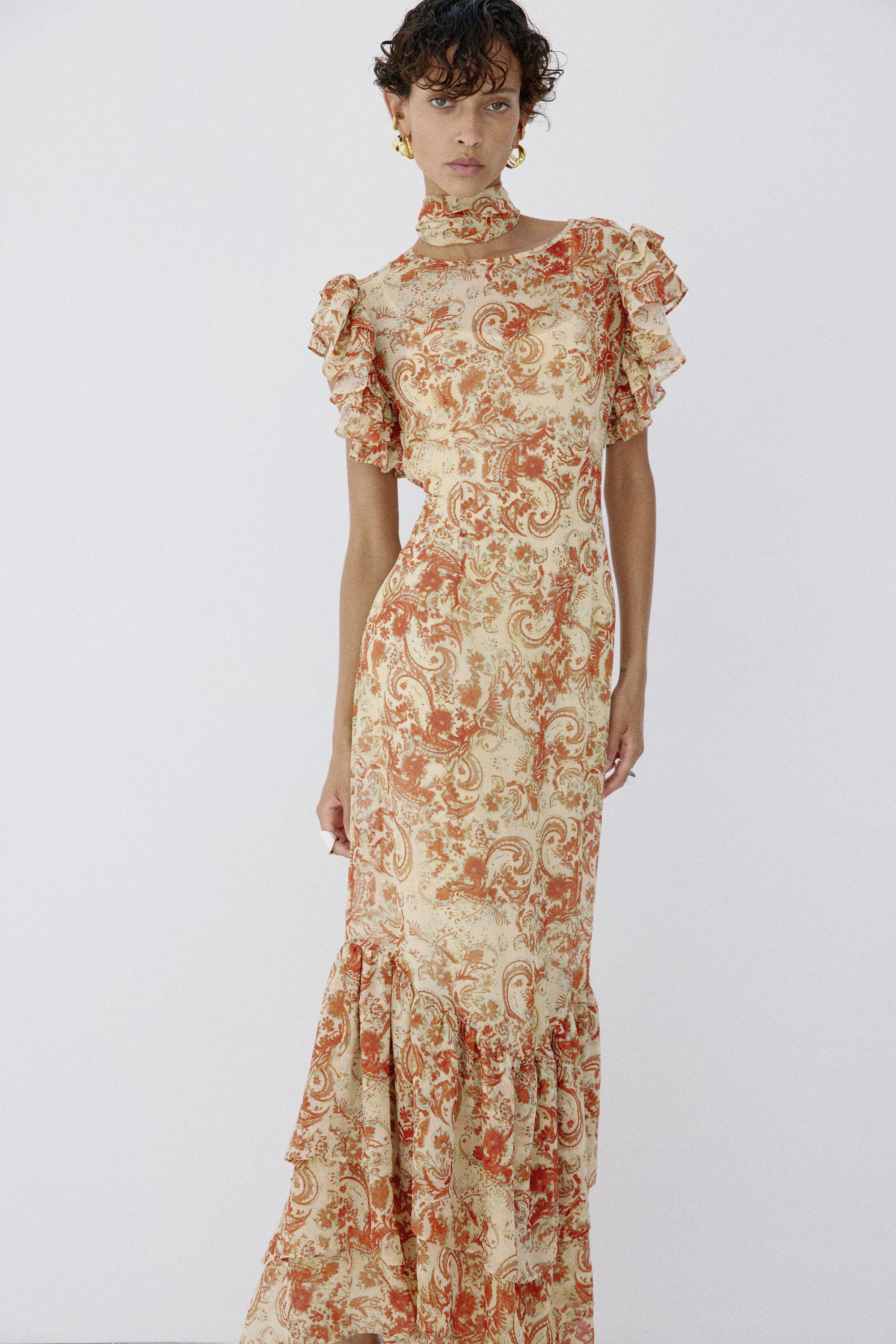 AVALON MAXI DRESS IN CACHEMIRA - YELLOW CHIFFON