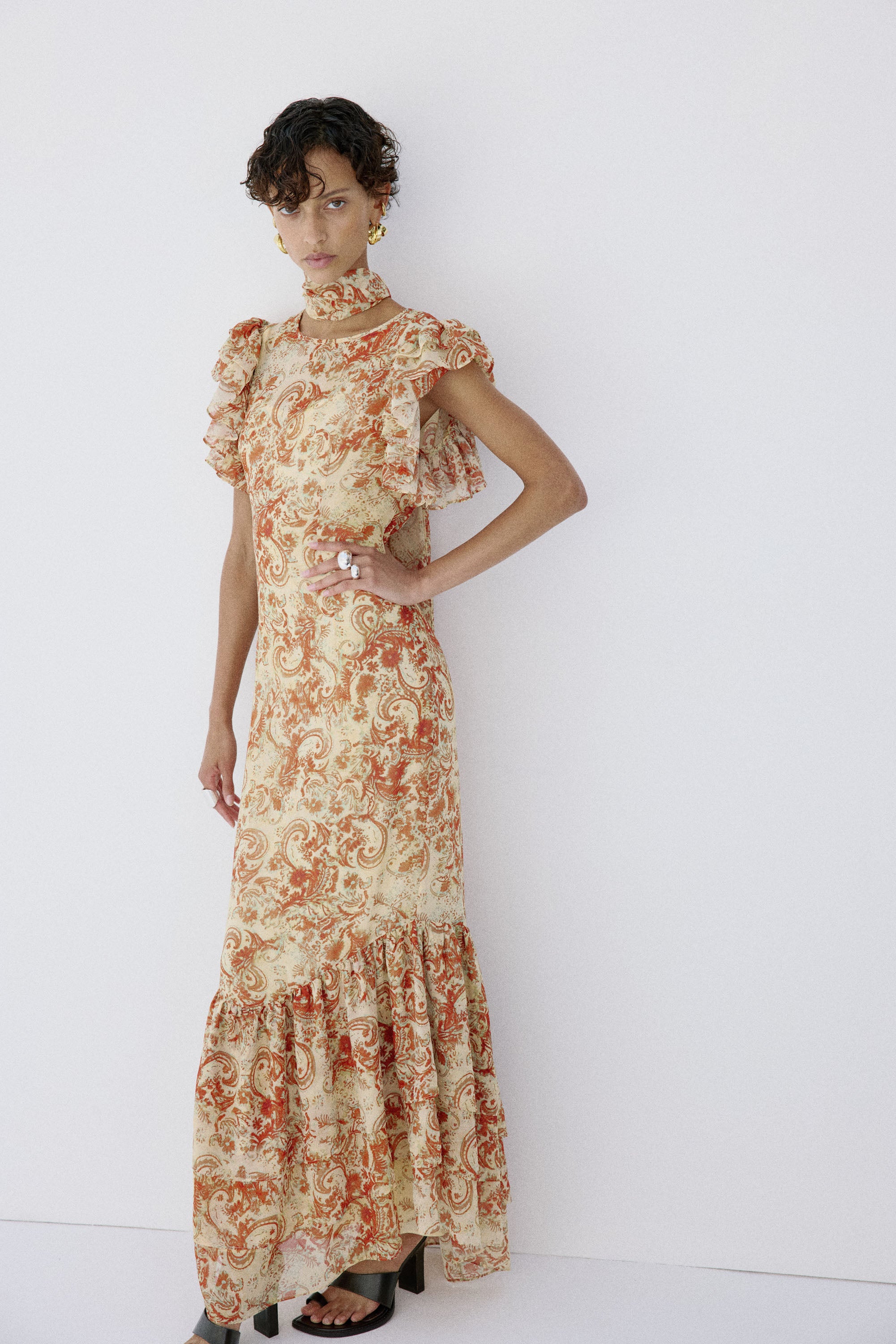 AVALON MAXI DRESS IN CACHEMIRA - YELLOW CHIFFON