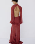 FIORELA MAXI DRESS IN BURNT RED CHIFFON