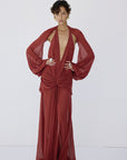FIORELA MAXI DRESS IN BURNT RED CHIFFON