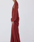 FIORELA MAXI DRESS IN BURNT RED CHIFFON