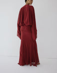 EULALIA MAXI DRESS IN BURNT RED CHIFFON