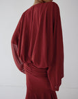 EULALIA MAXI DRESS IN BURNT RED CHIFFON