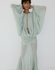 EULALIA MAXI DRESS IN ICE GREEN CHIFFON