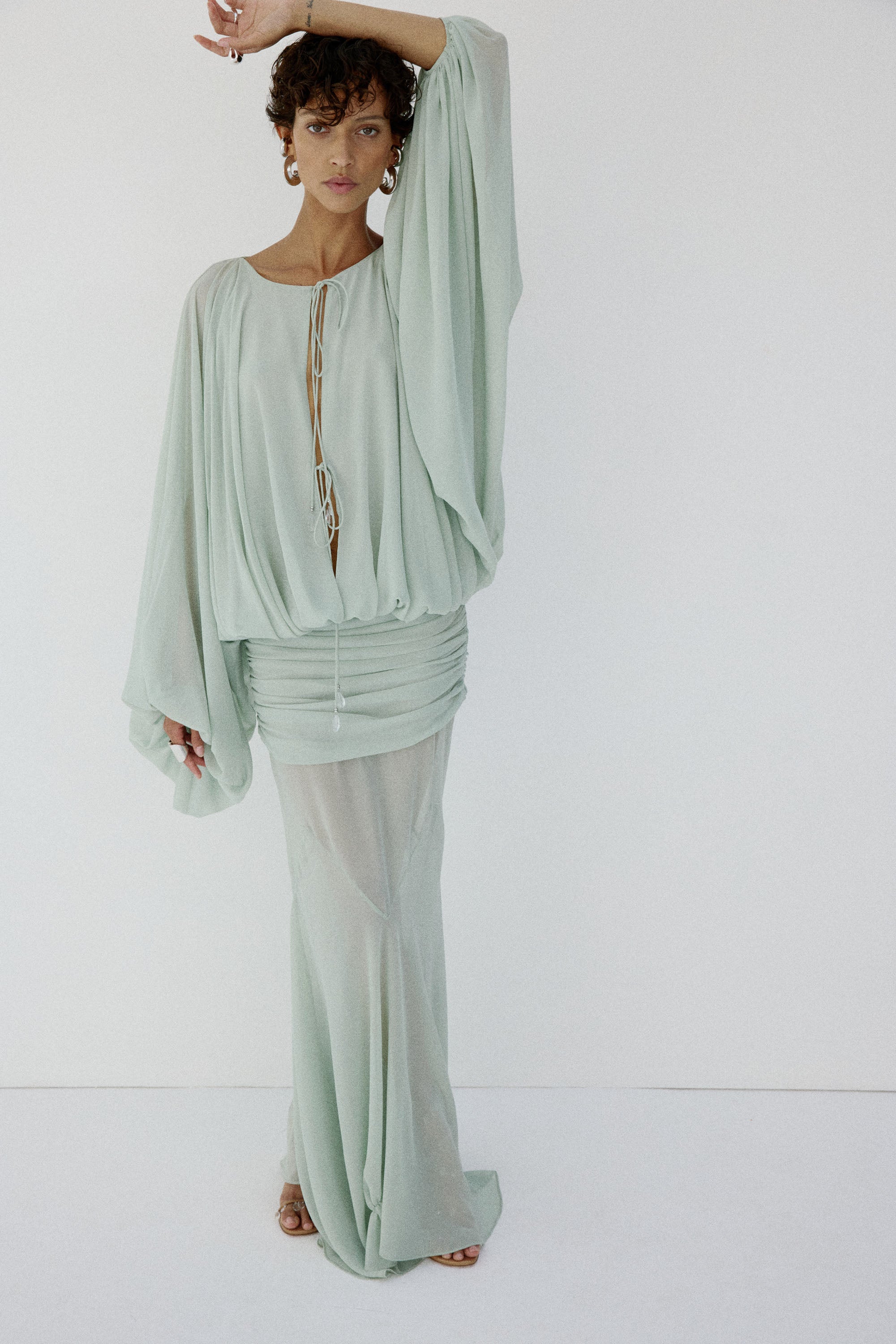 EULALIA MAXI DRESS IN ICE GREEN CHIFFON