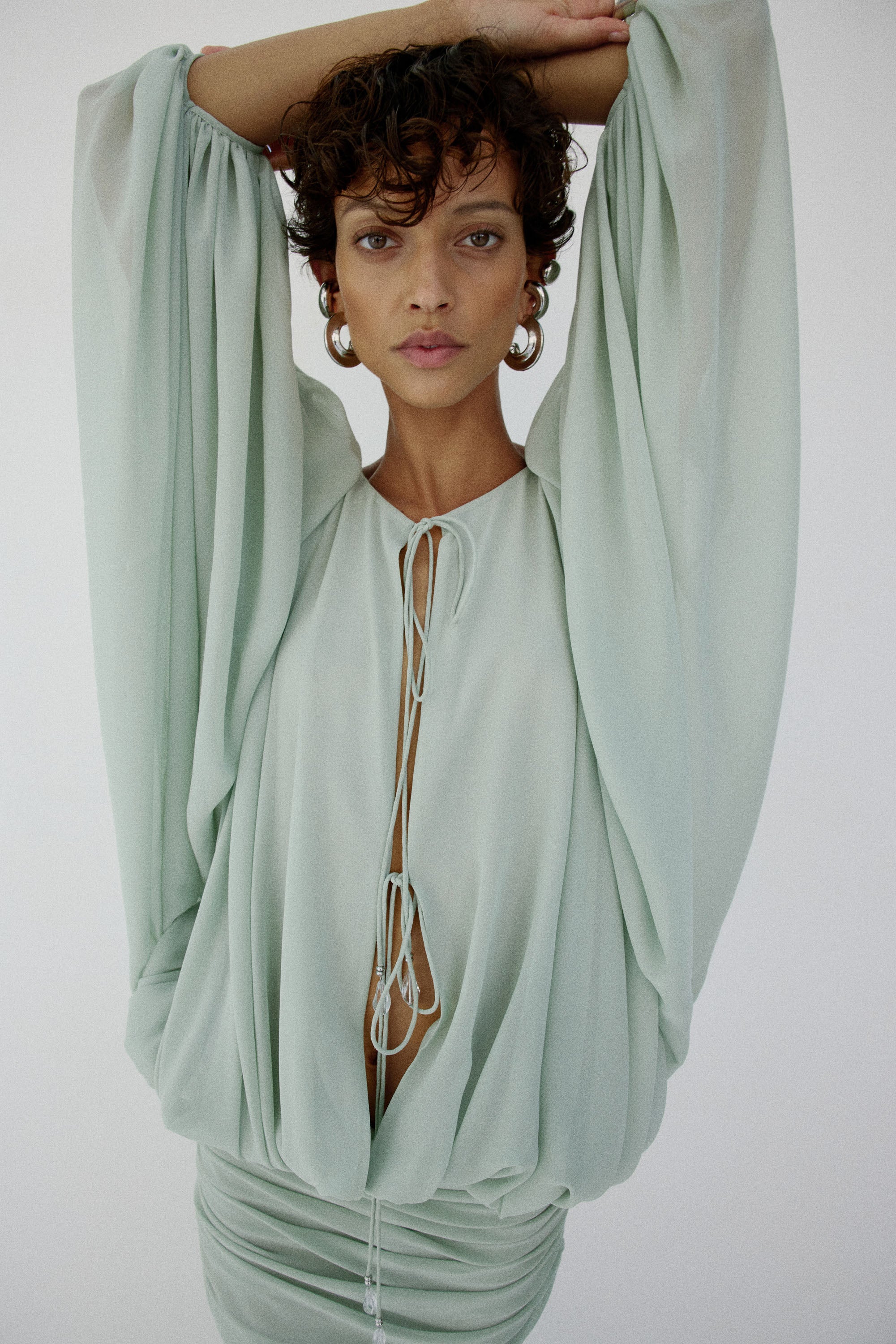 EULALIA MAXI DRESS IN ICE GREEN CHIFFON