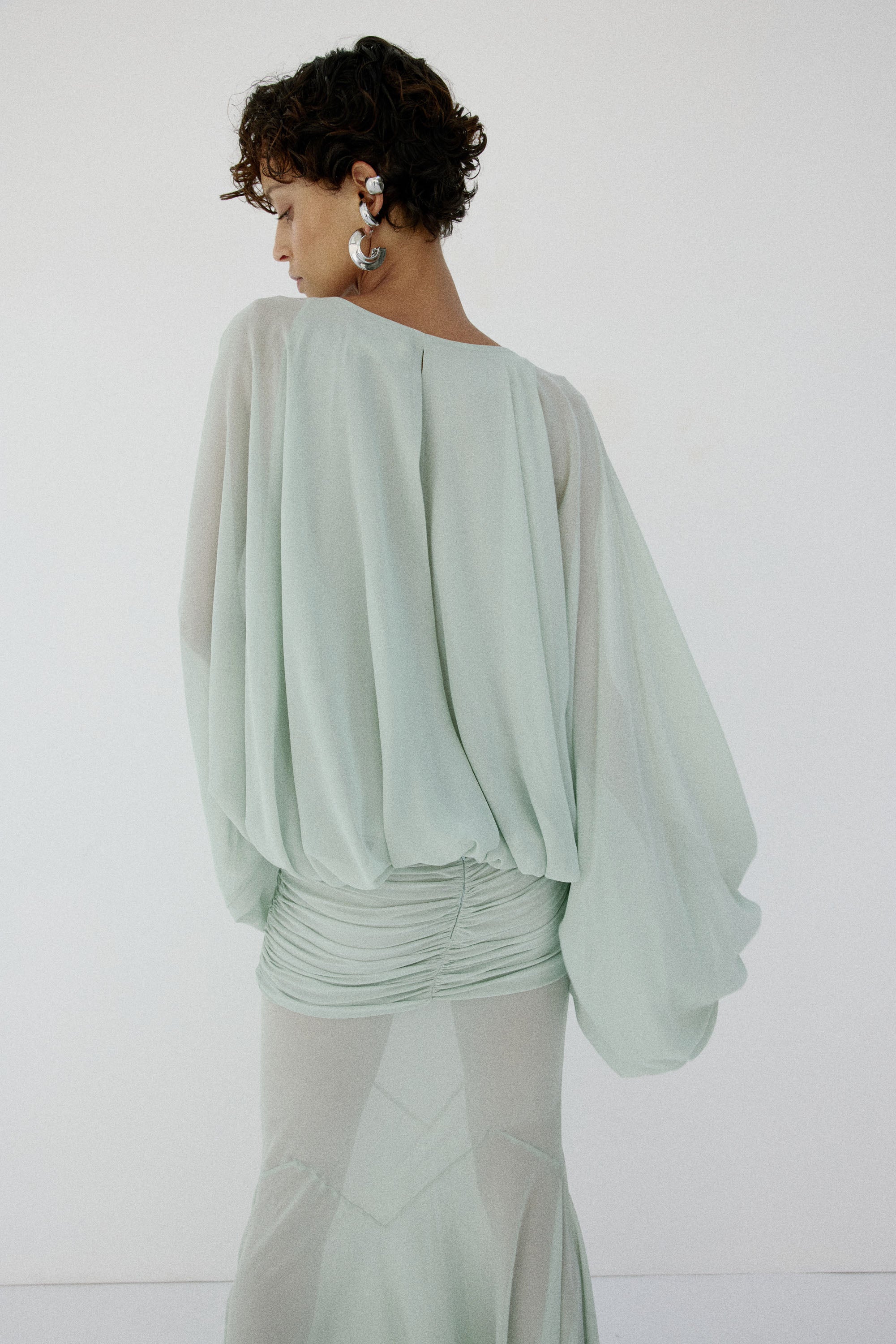 EULALIA MAXI DRESS IN ICE GREEN CHIFFON