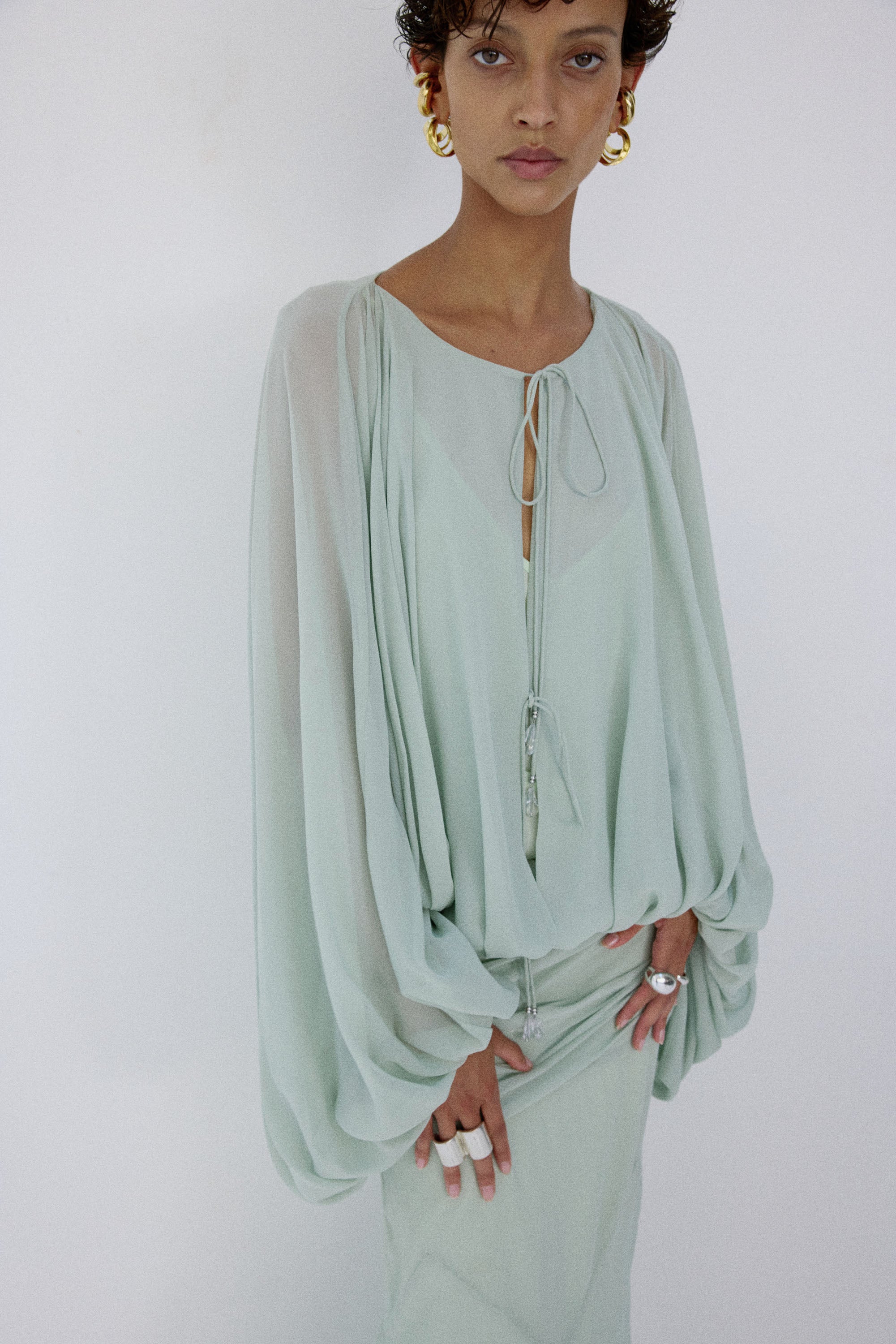 EULALIA MAXI DRESS IN ICE GREEN CHIFFON