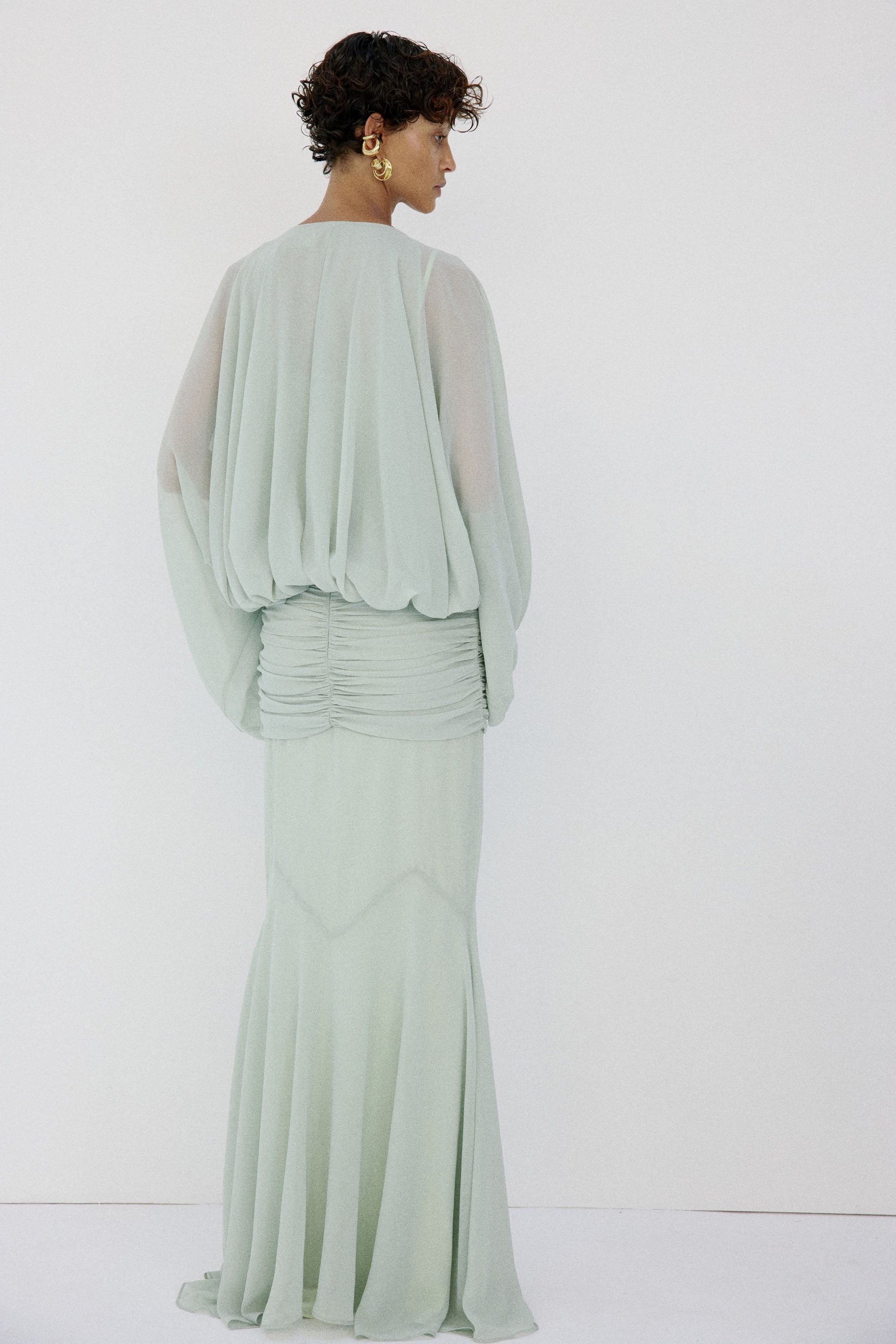 EULALIA MAXI DRESS IN ICE GREEN CHIFFON