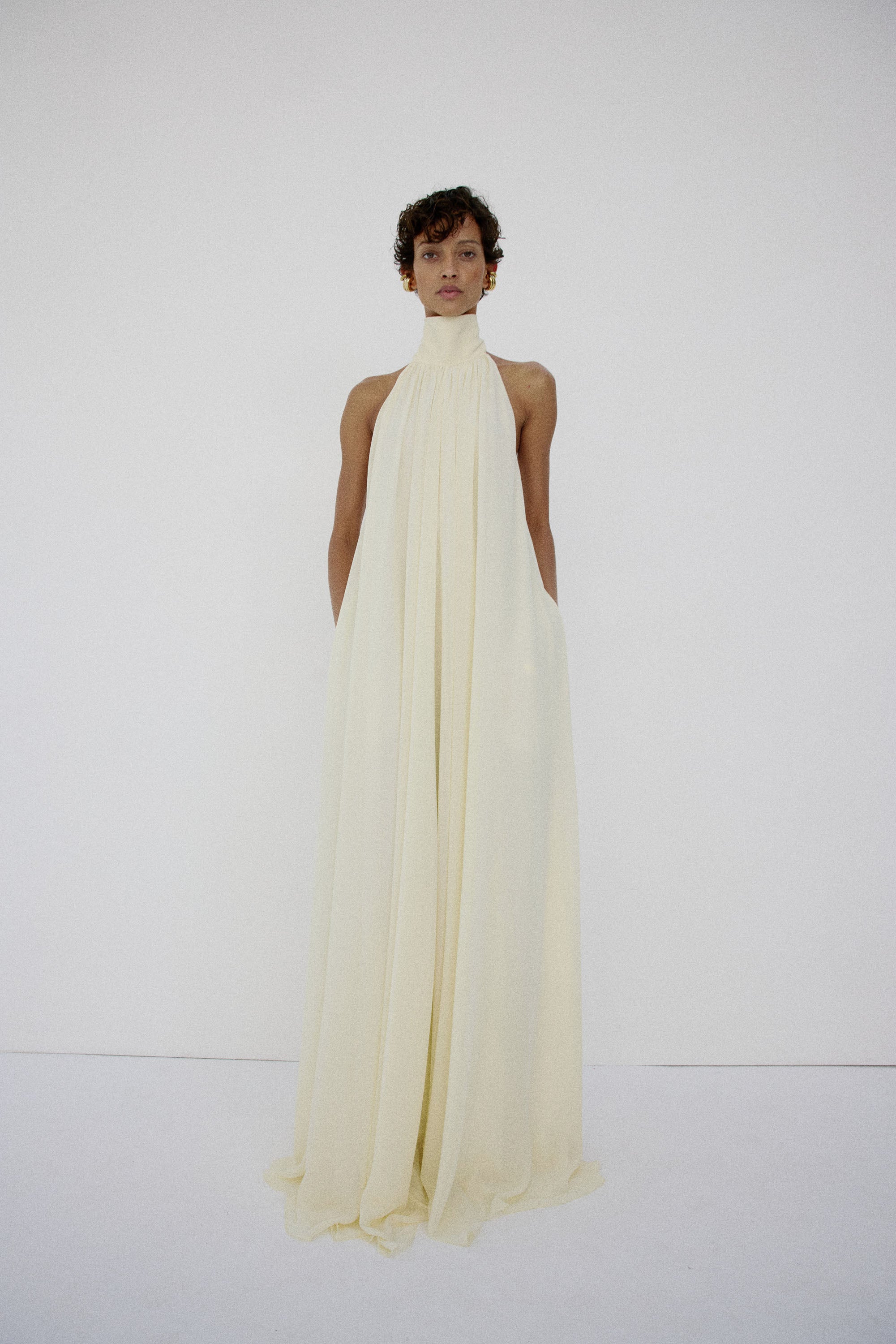 ADELA MAXI DRESS IN BRIGHT CREAM CHIFFON