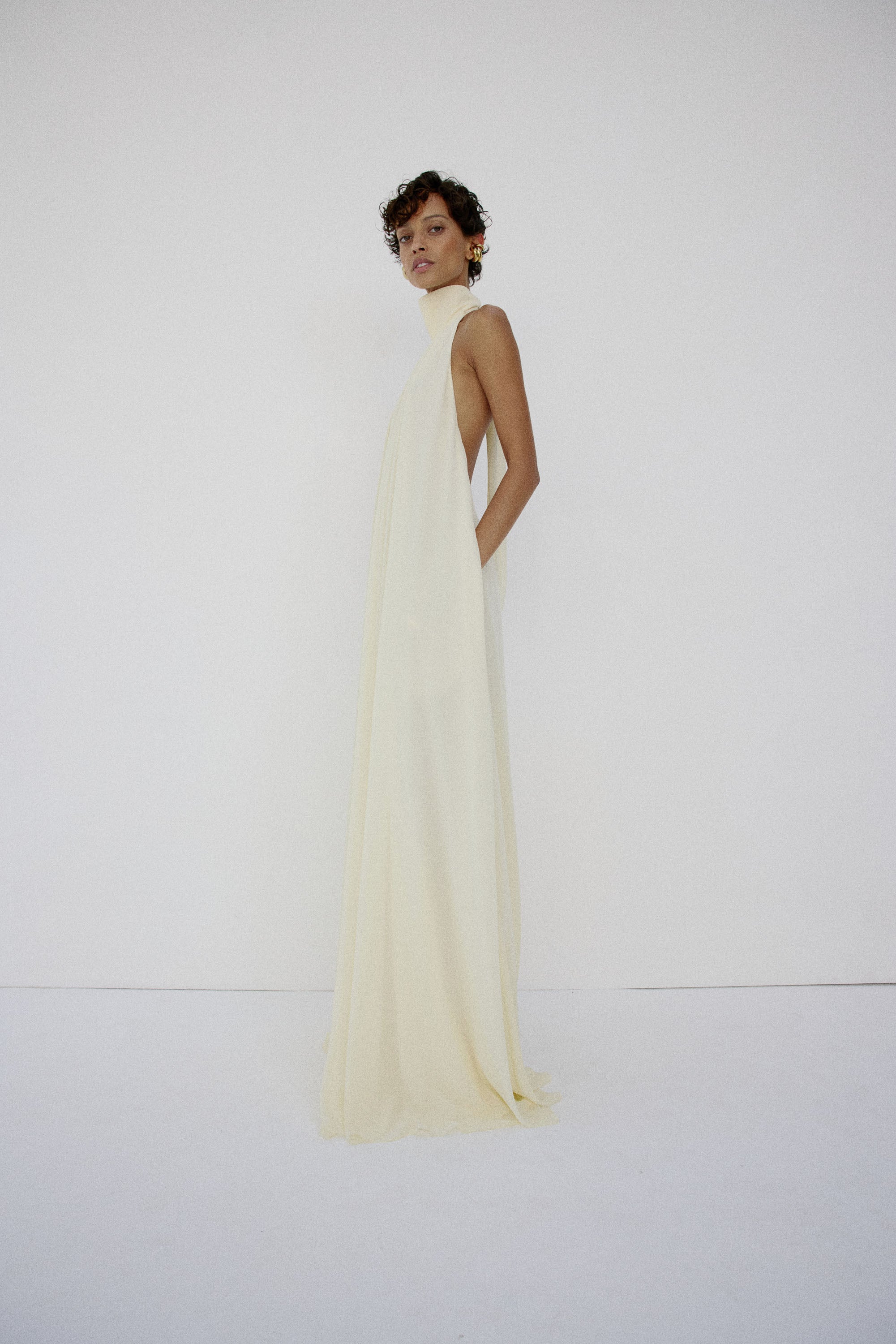ADELA MAXI DRESS IN BRIGHT CREAM CHIFFON