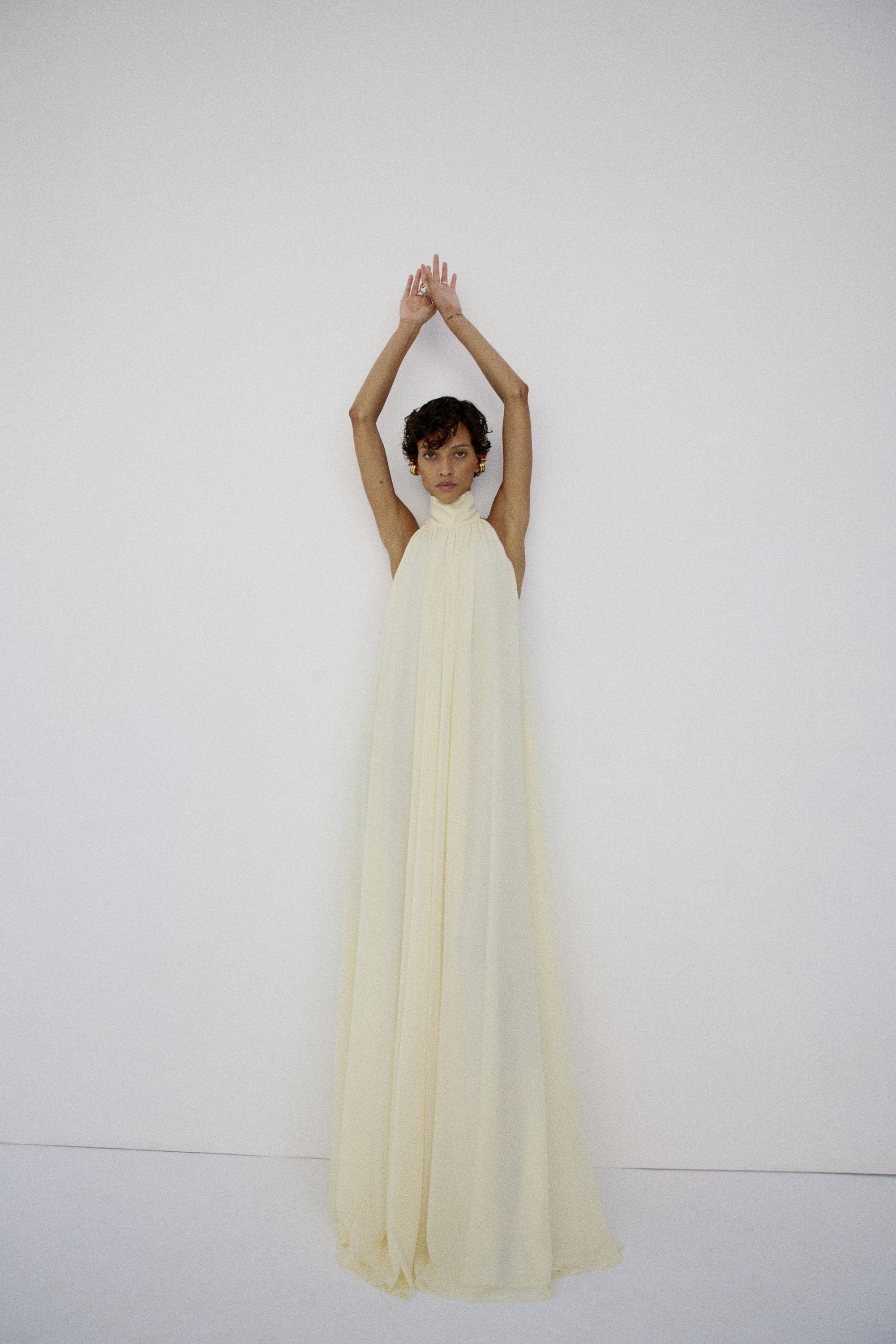 ADELA MAXI DRESS IN BRIGHT CREAM CHIFFON