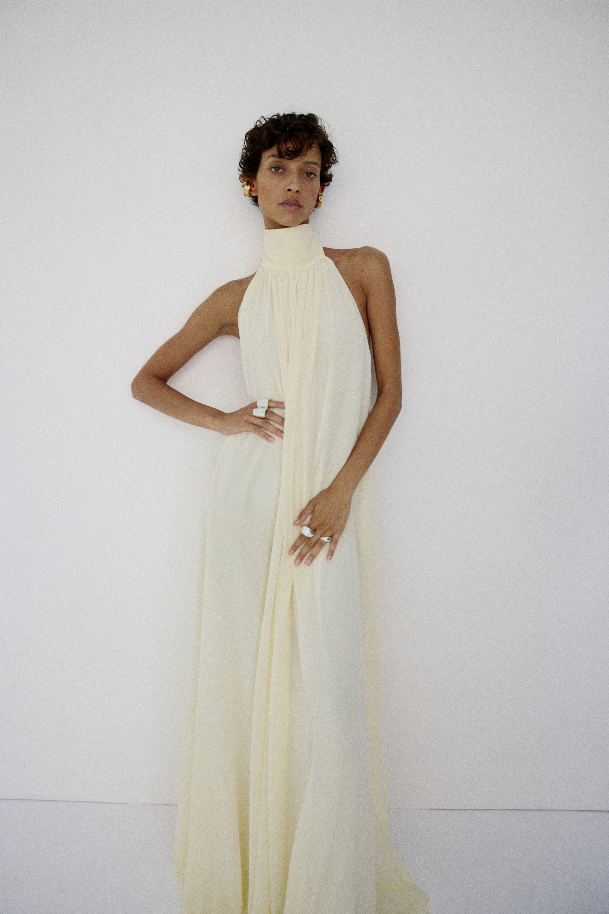 ADELA MAXI DRESS IN BRIGHT CREAM CHIFFON