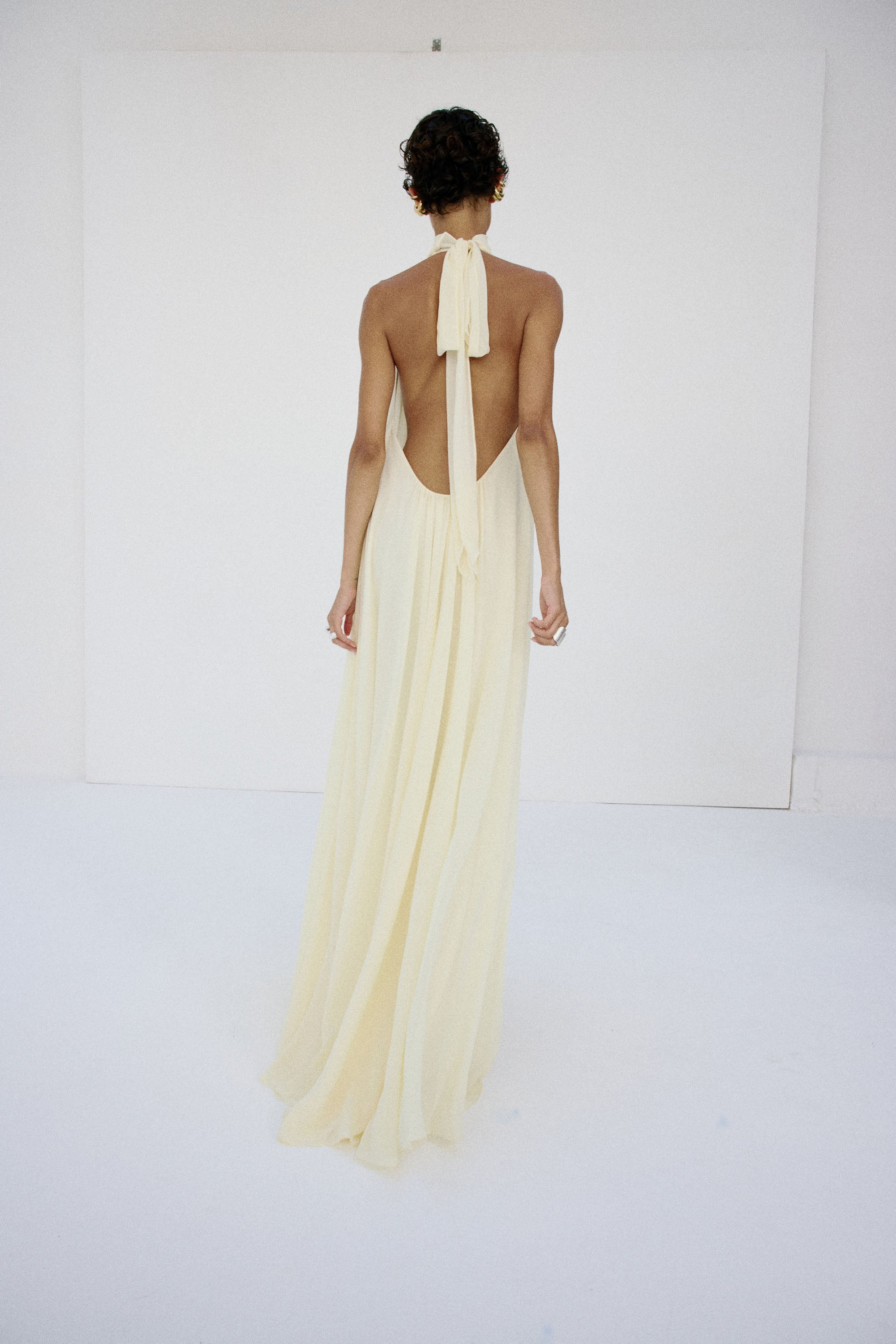 ADELA MAXI DRESS IN BRIGHT CREAM CHIFFON