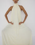 ADELA MAXI DRESS IN BRIGHT CREAM CHIFFON