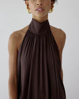 ADELA MAXI DRESS IN UMBER BROWN CHIFFON