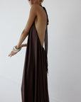 ADELA MAXI DRESS IN UMBER BROWN CHIFFON