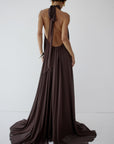 ADELA MAXI DRESS IN UMBER BROWN CHIFFON