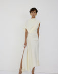 LUNESSA MIDI DRESS IN BRIGHT CREAM SATIN BACK CREPE