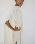 LUNESSA MIDI DRESS IN BRIGHT CREAM SATIN BACK CREPE