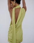 BASHANA MINI DRESS IN PEAR SPANDEX JEREY