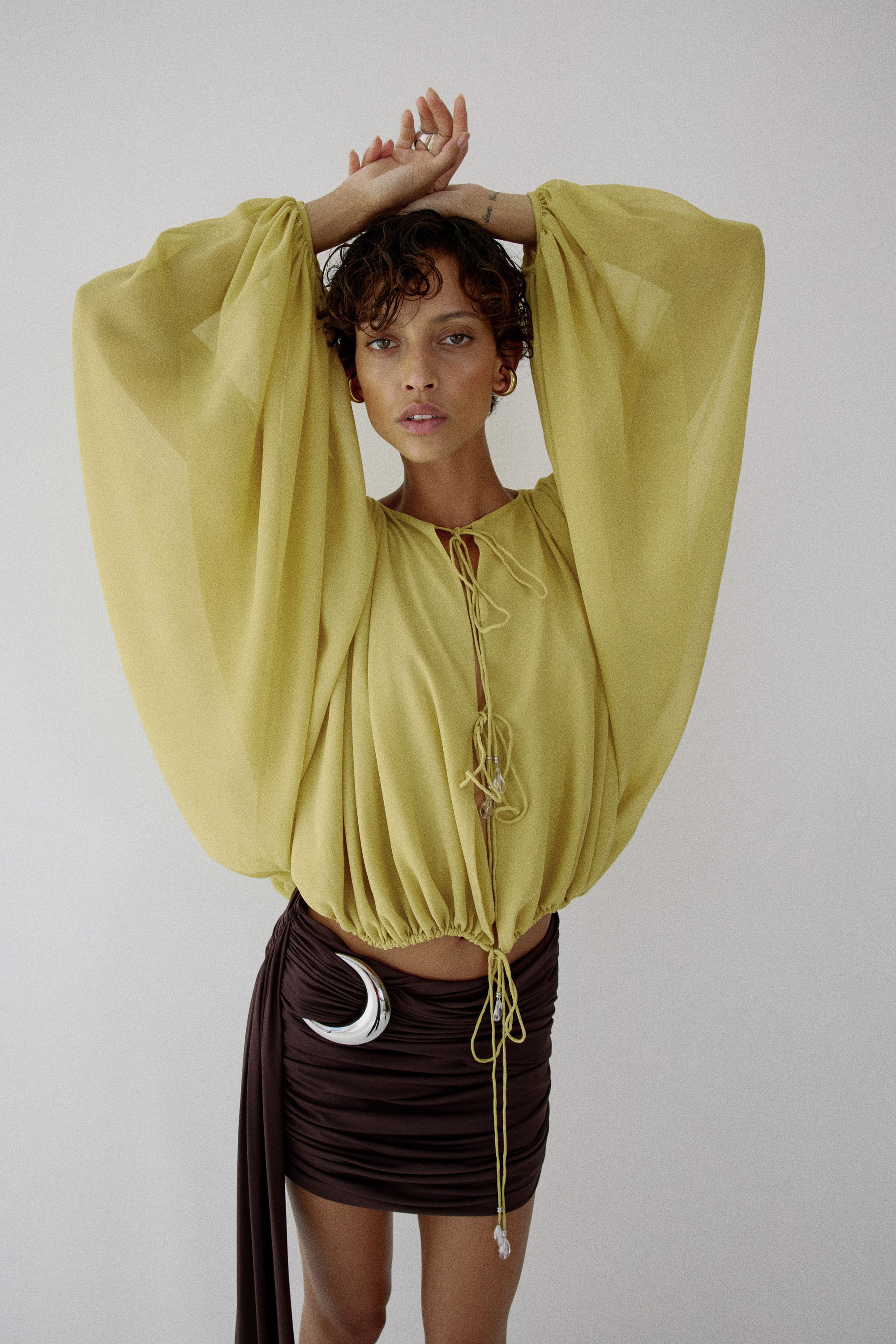 MISTY TOP IN PEAR CHIFFON