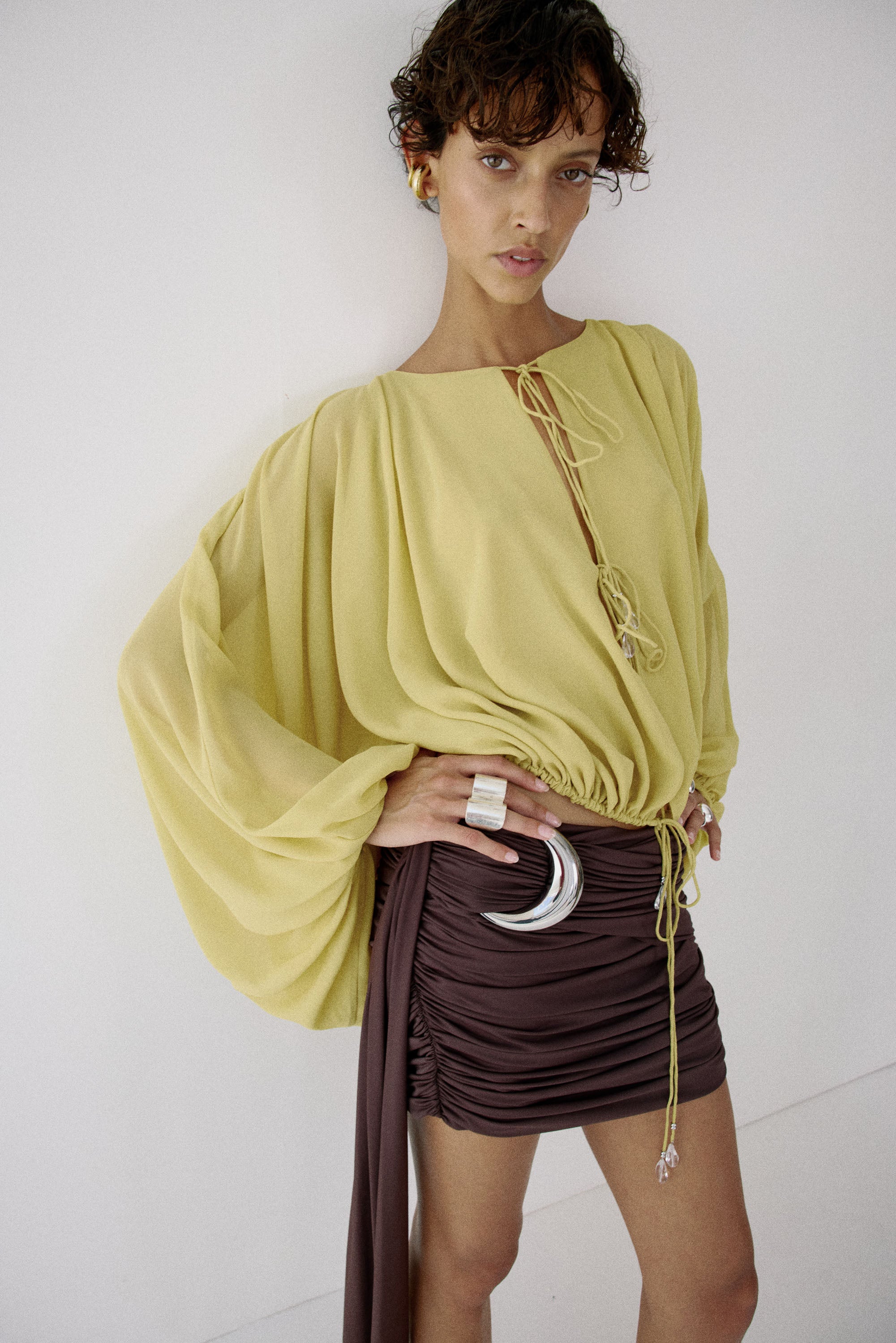 MISTY TOP IN PEAR CHIFFON