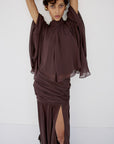 MIA TOP IN UMBER BROWN VISCOSE GEORGETTE