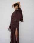 MIA TOP IN UMBER BROWN VISCOSE GEORGETTE