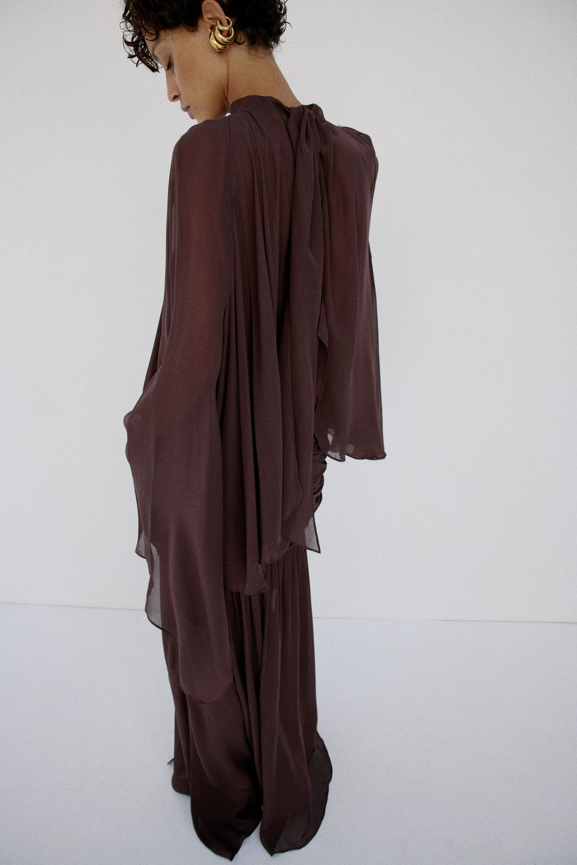 AMAYA SKIRT IN UMBER BROWN VISCOSE GEORGETTE