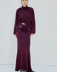 MIRALYS MAXI SKIRT IN PLUM SPANDEX
