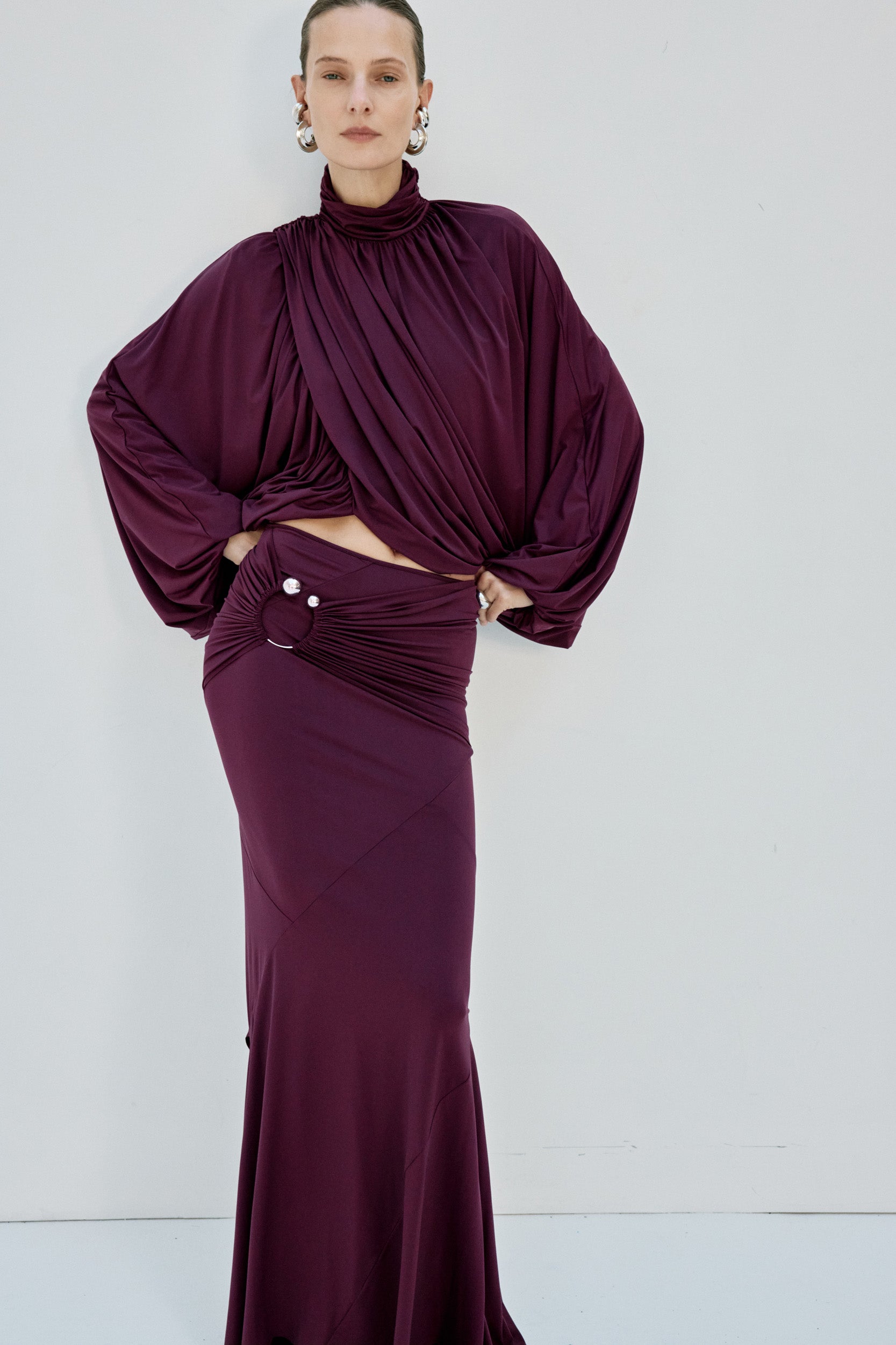 FLORO TOP IN PLUM SPANDEX