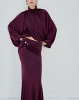 FLORO TOP IN PLUM SPANDEX