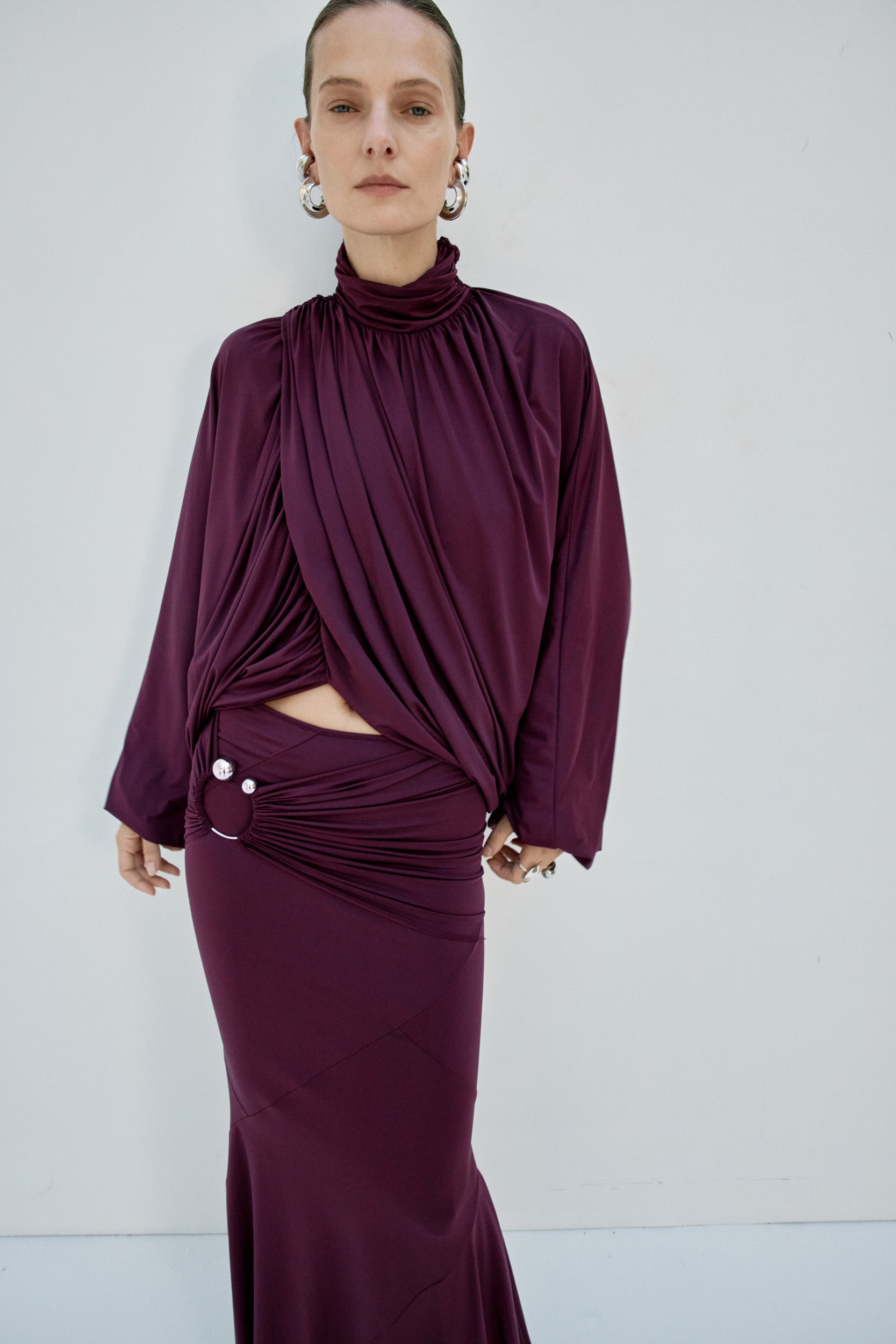 FLORO TOP IN PLUM SPANDEX