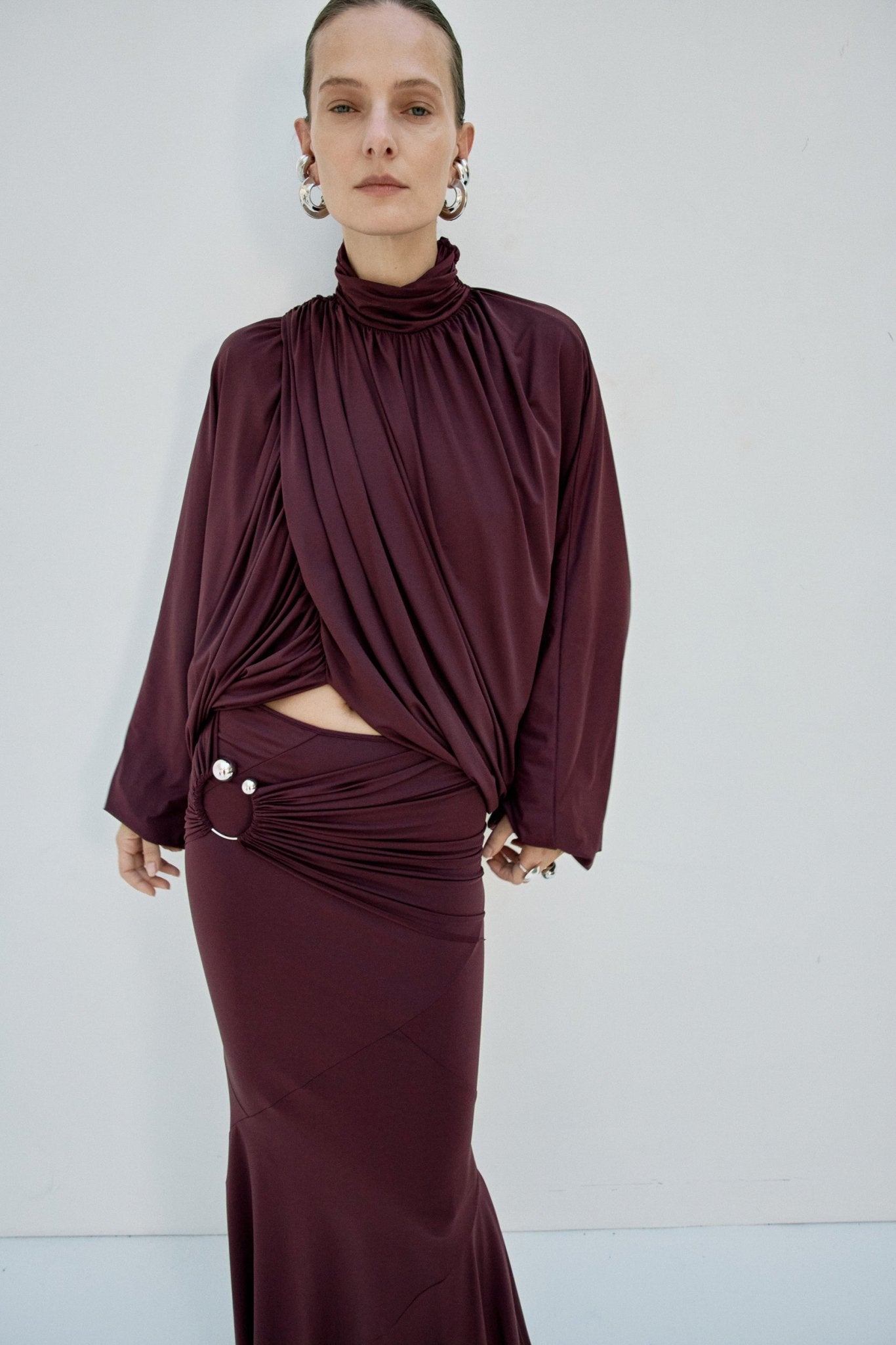 FLORO TOP IN PLUM SPANDEX - De La Vali